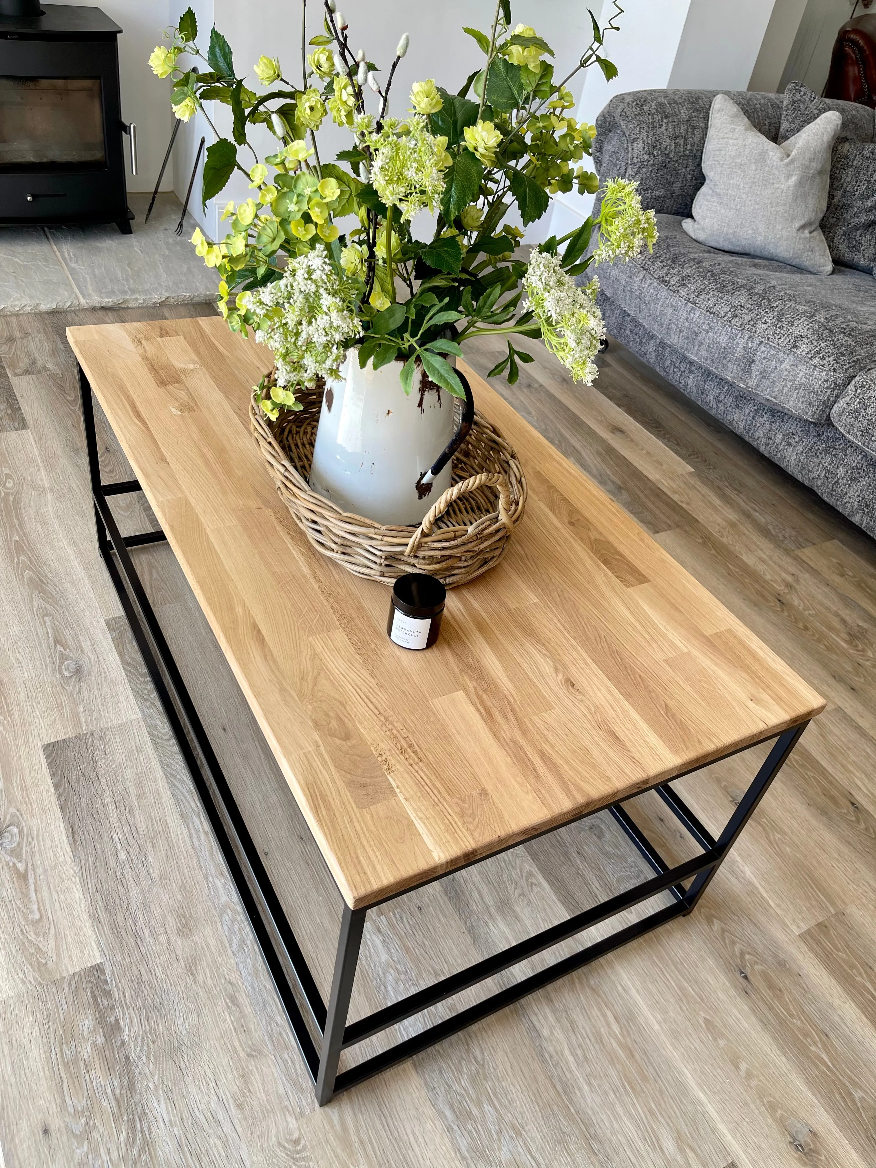 Oak Metal Coffee Table