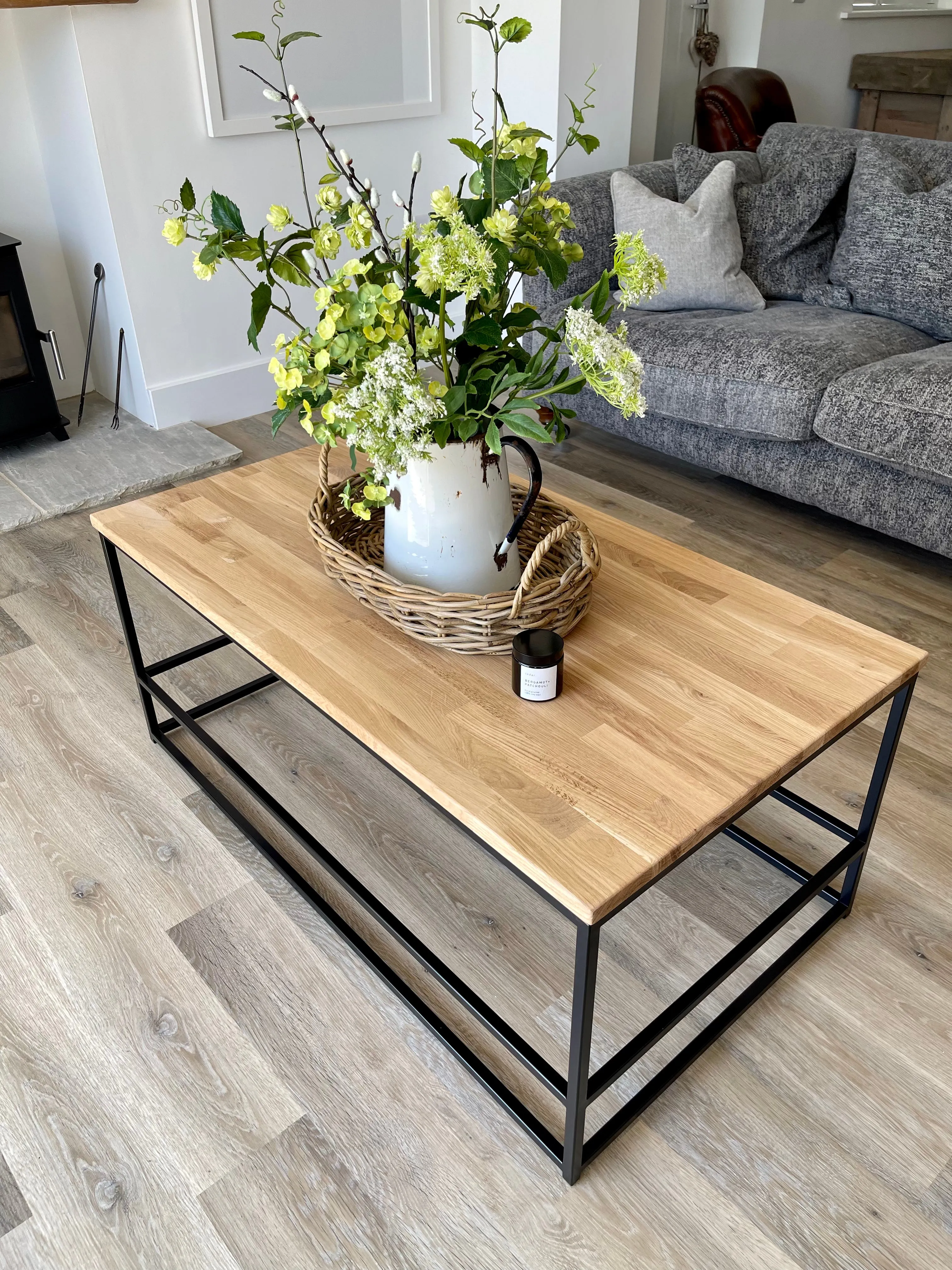 Oak Metal Coffee Table