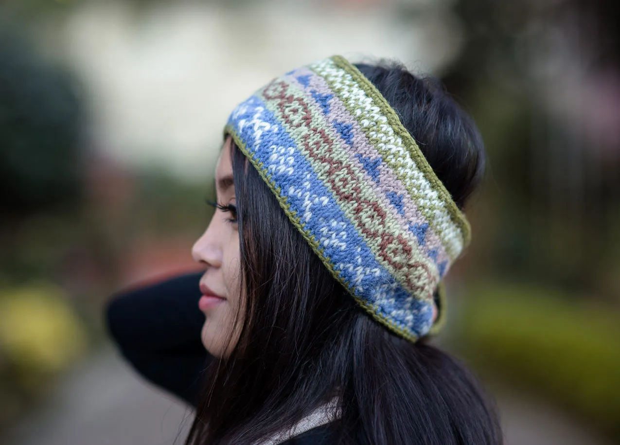 Olive Green Multicolor Woolen Head Band