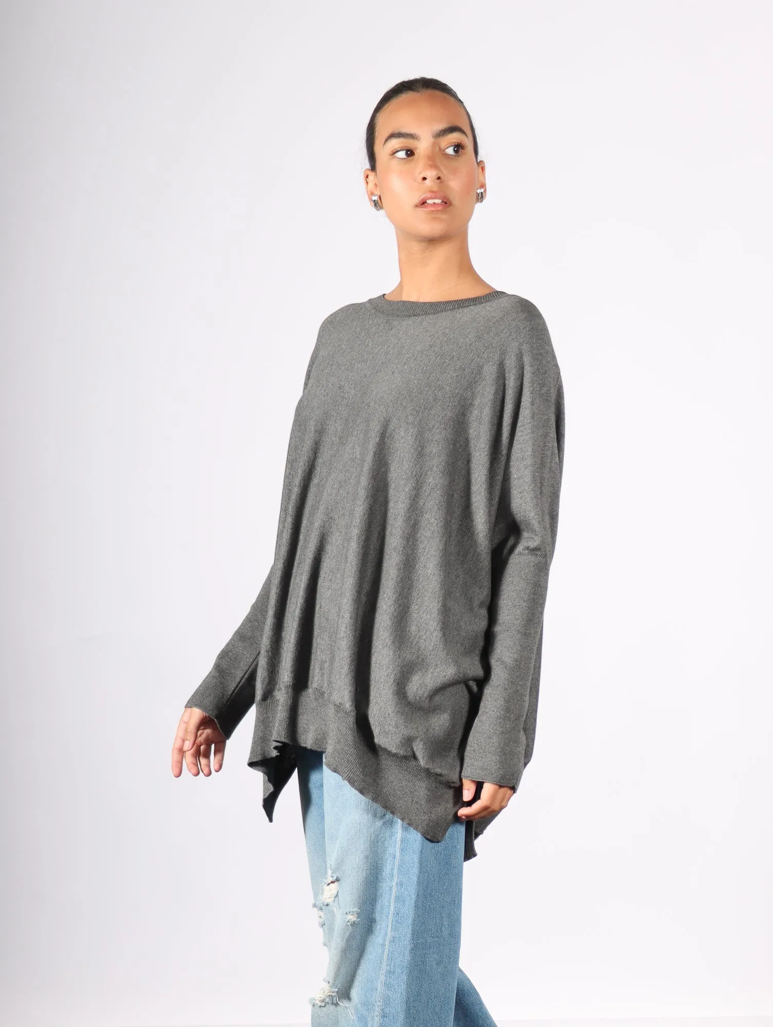 Oversized Crewneck Sweater in Asphalt by Planet