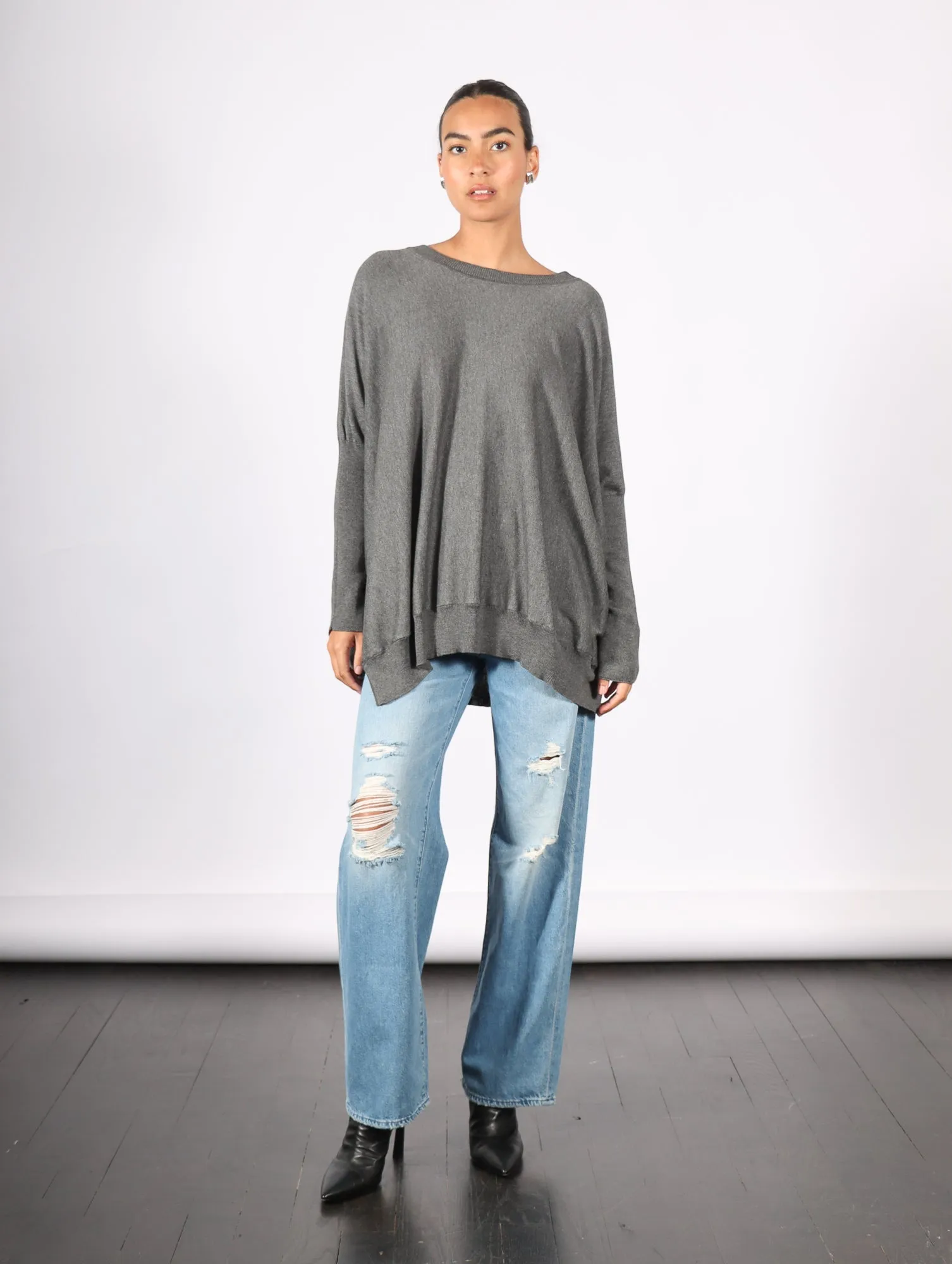 Oversized Crewneck Sweater in Asphalt by Planet