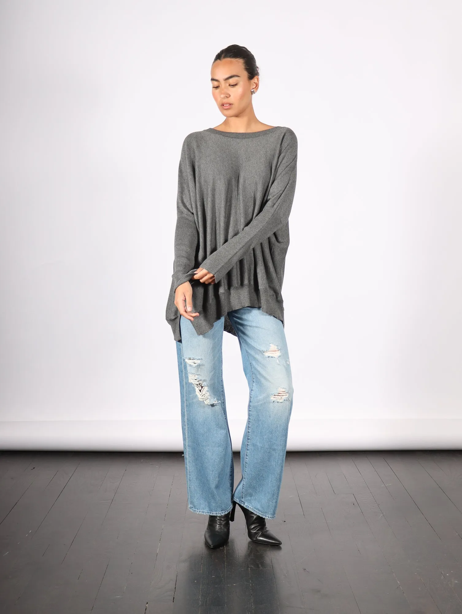 Oversized Crewneck Sweater in Asphalt by Planet