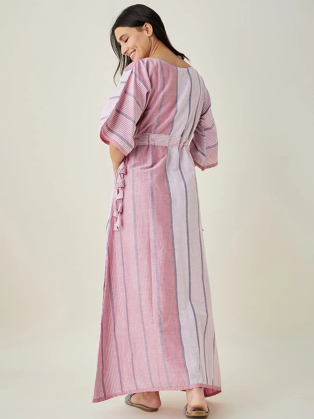 Pink and Grey Striped Nightdress