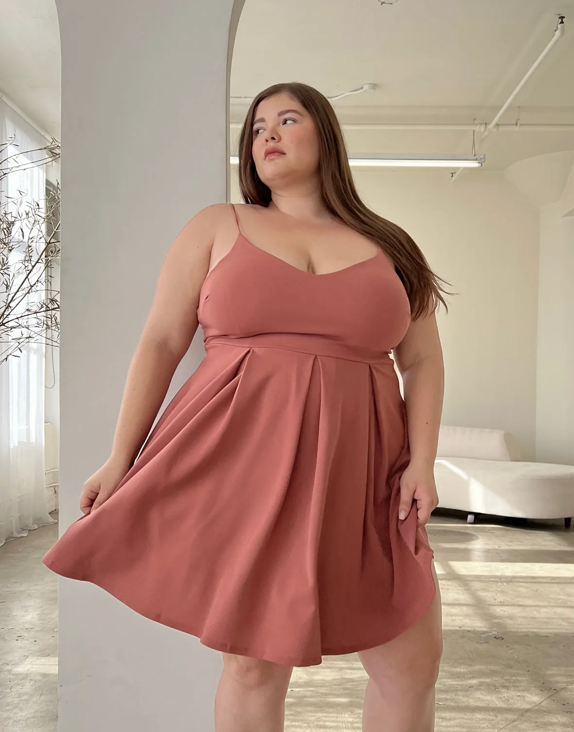 Plus Size A-Line Pleated Dress