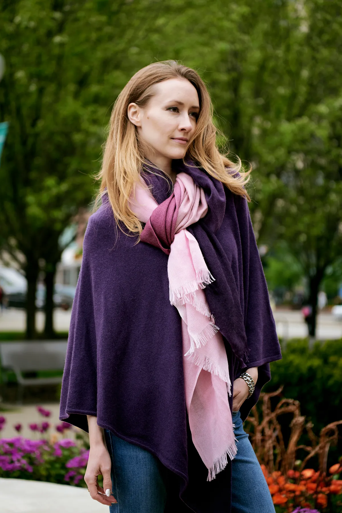 Purple Ombré Winter Cashmere Scarf