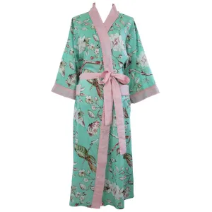 "Mint Blossom" Printed Cotton Ladies Dressing Gown