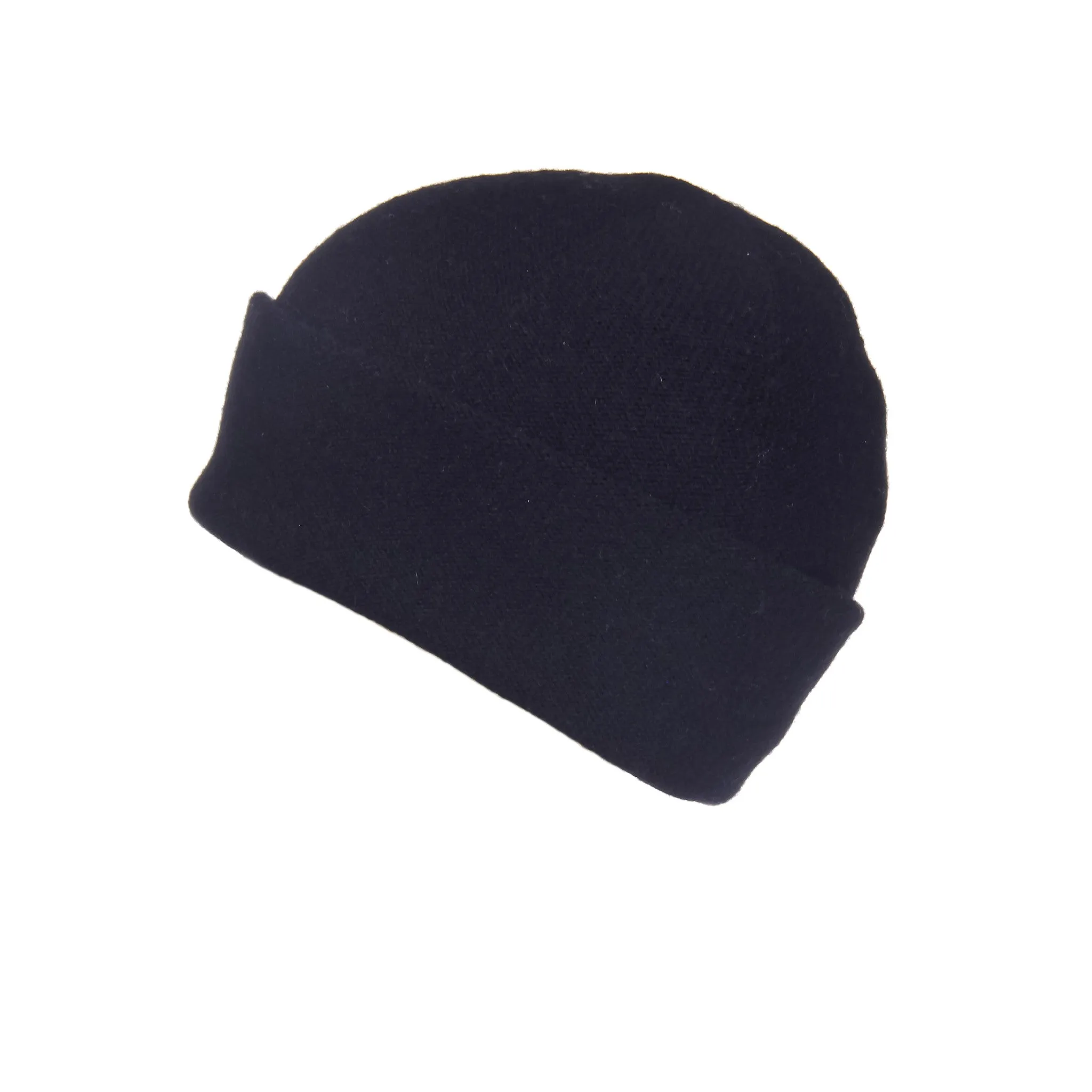 Reversible Slouchy Black Cashmere Hat