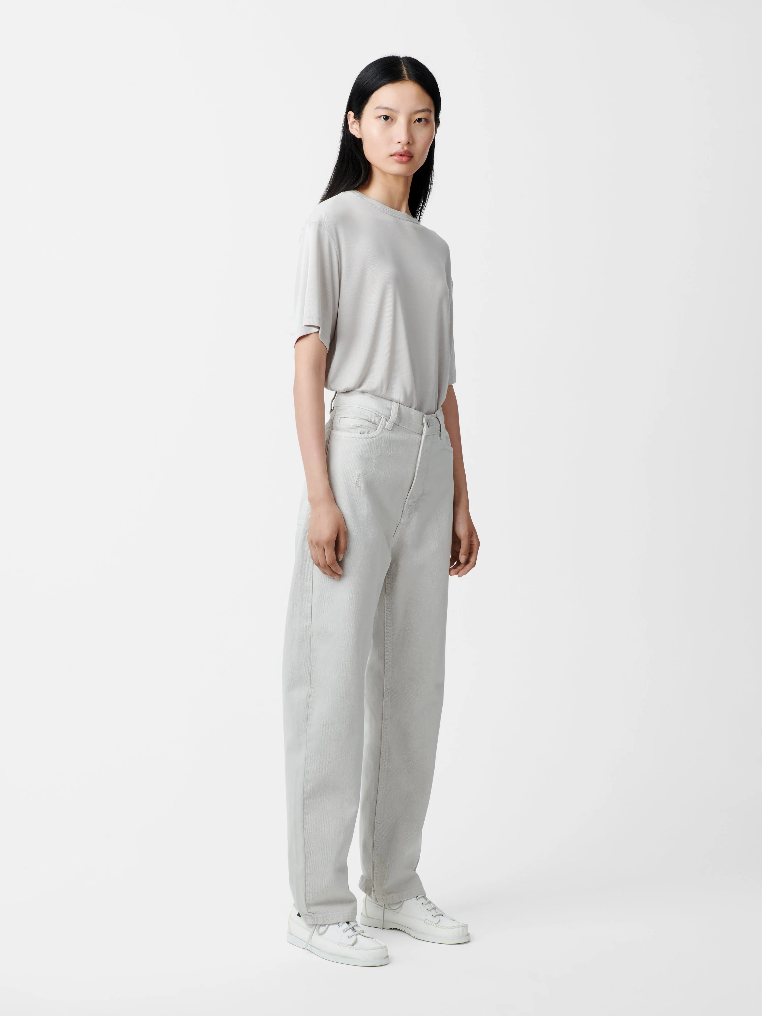 Ruthe Denim Pant in Bone Grey