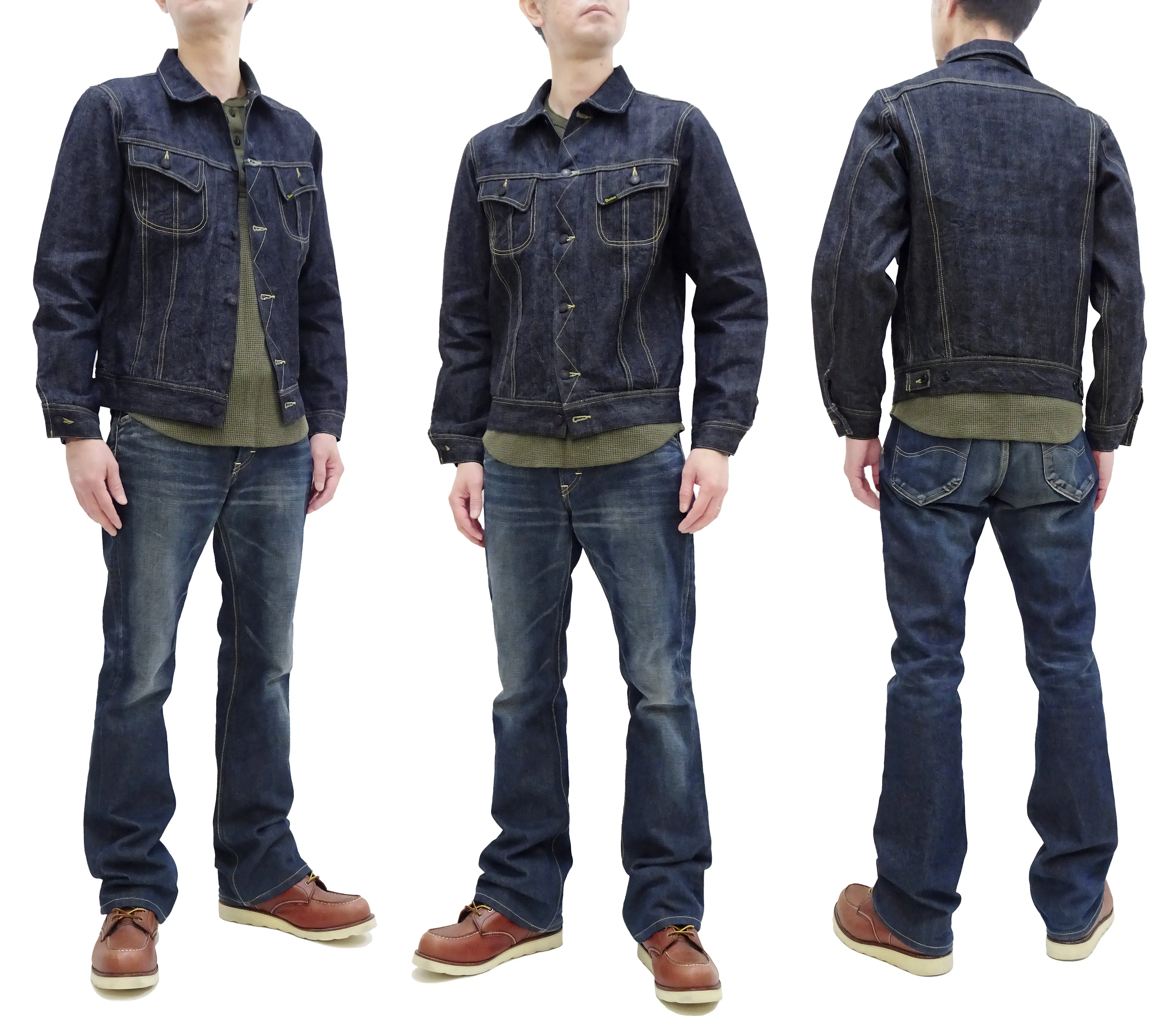 Studio D'artisan Denim Jacket 101-J Men's Reissue Lee Rider 101J Jean Jacket D4557 One-Wash Indigo Denim