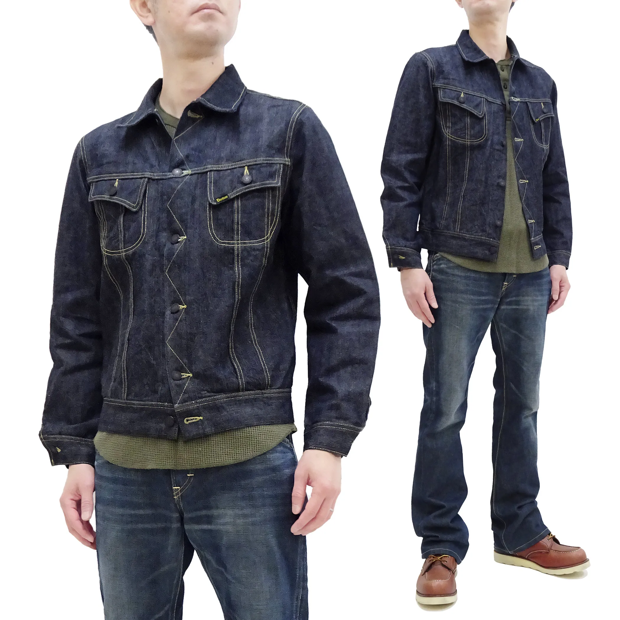 Studio D'artisan Denim Jacket 101-J Men's Reissue Lee Rider 101J Jean Jacket D4557 One-Wash Indigo Denim