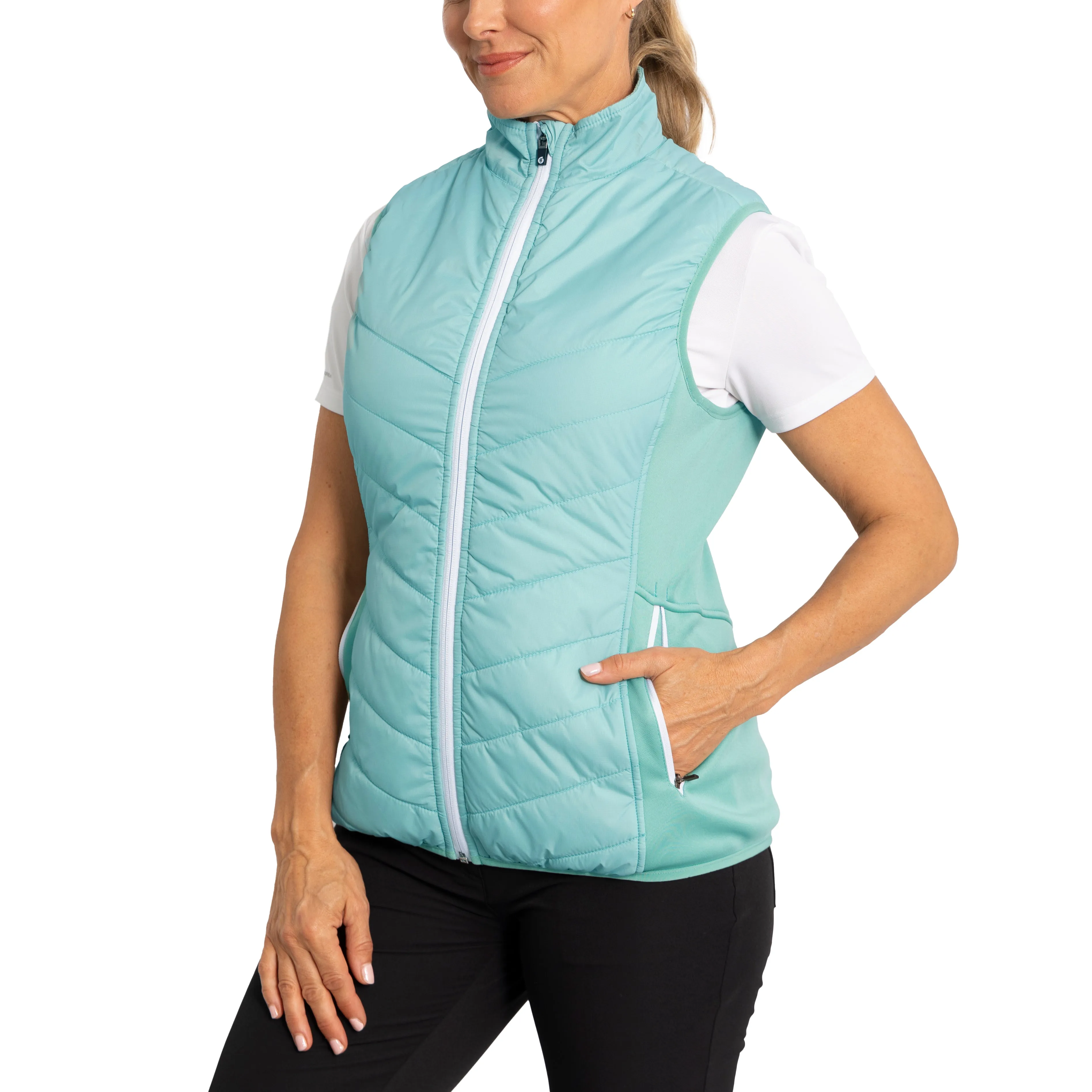 Sunderland Women's Tania Padded Stretch Panel Performance Golf Gilet - Mint