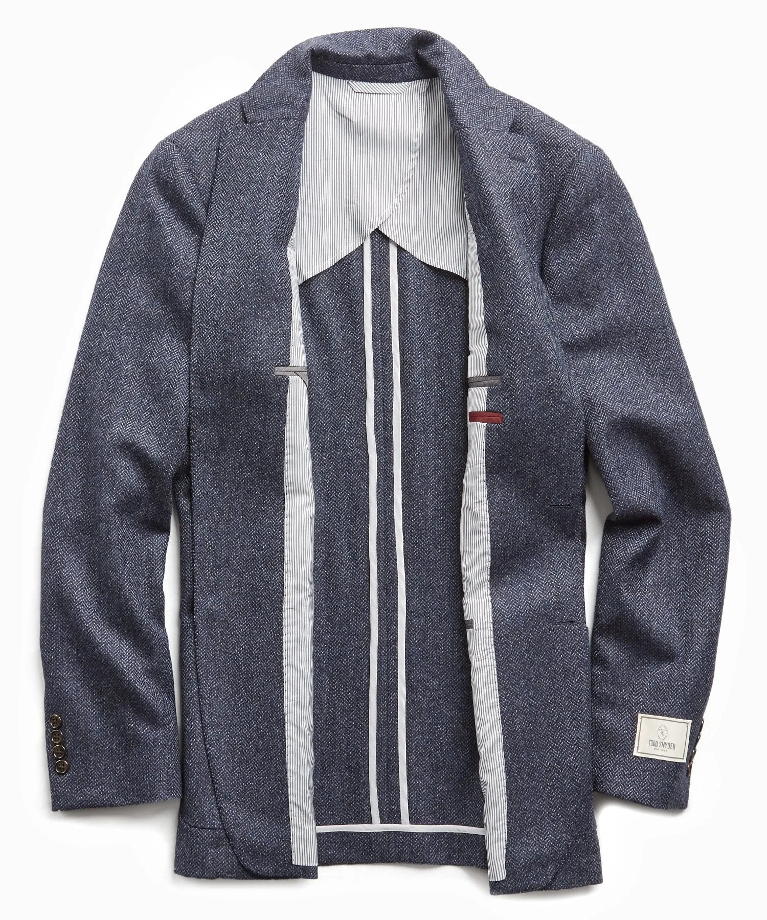 Sutton Lambswool/Cashmere Herringbone Sport Coat in Navy