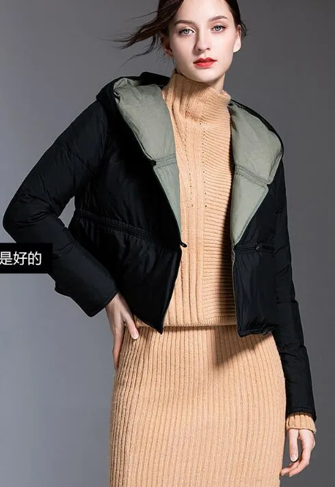 Two Ways Wear Long Women Down Coat Winter Loose 90% Hooded Duck Down Jackets