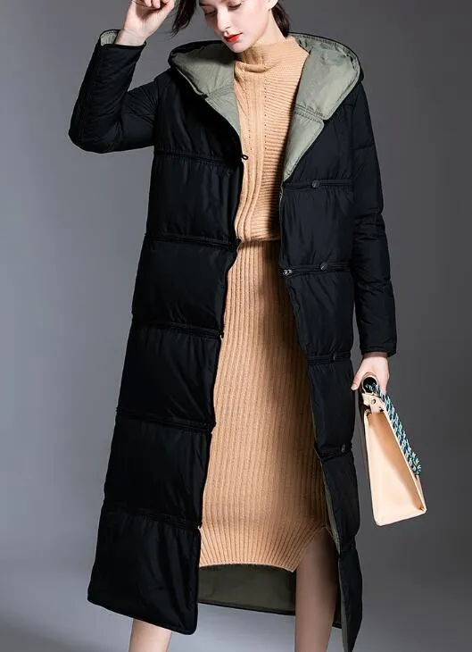 Two Ways Wear Long Women Down Coat Winter Loose 90% Hooded Duck Down Jackets