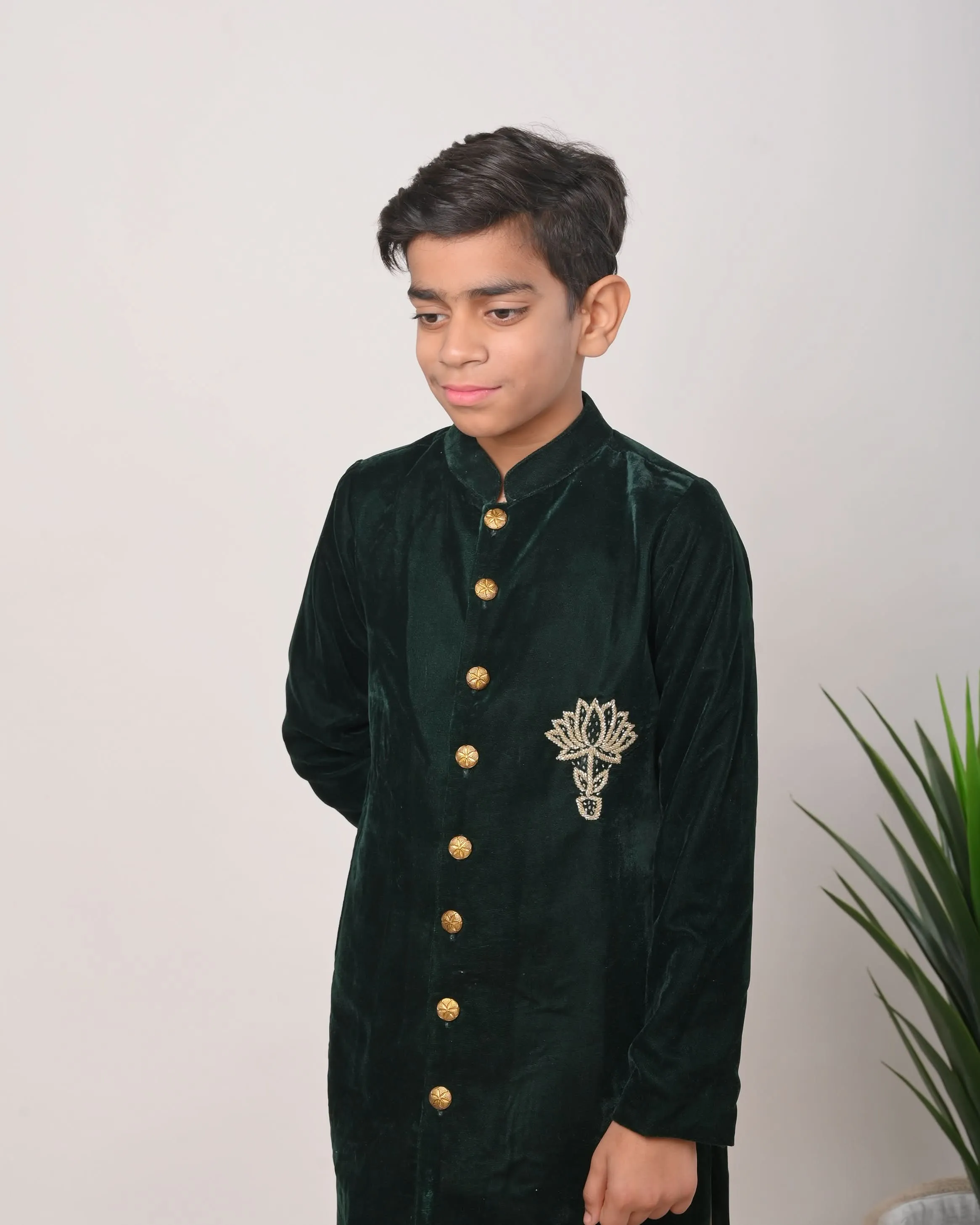 Vantara Bandgala jacket with silk pajamas for Boys  | Shobitam Custom wear Made To Order