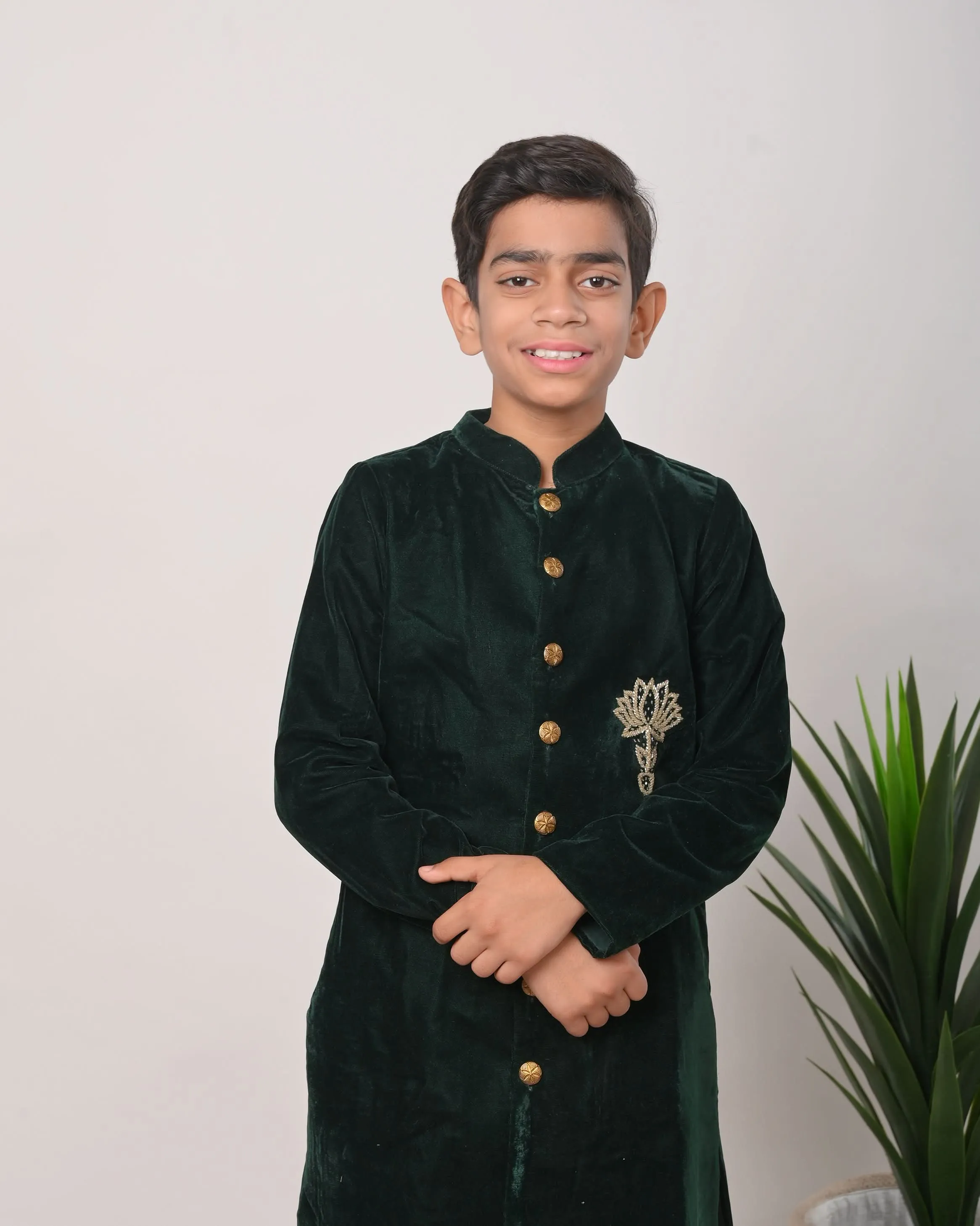 Vantara Bandgala jacket with silk pajamas for Boys  | Shobitam Custom wear Made To Order