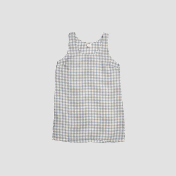 Warm Blue Gingham Linen Nightdress