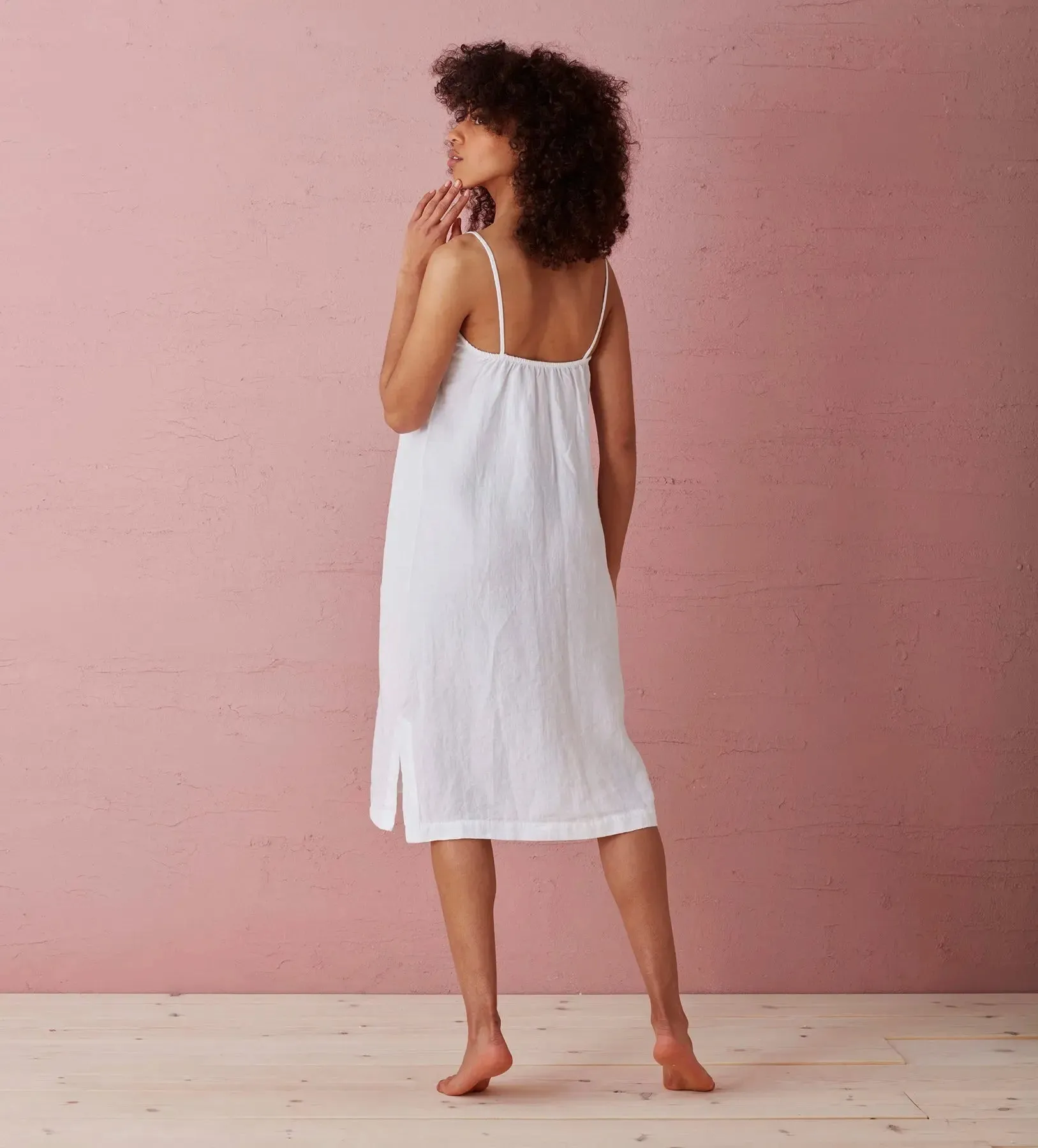 White Alice 100% Linen Cami Nightie