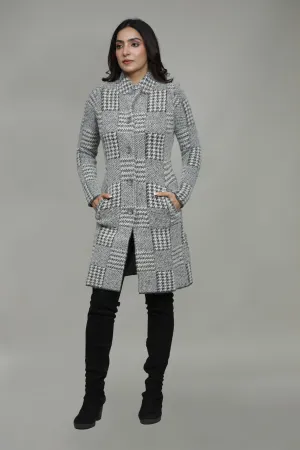 Winter Check Long Coat For Women