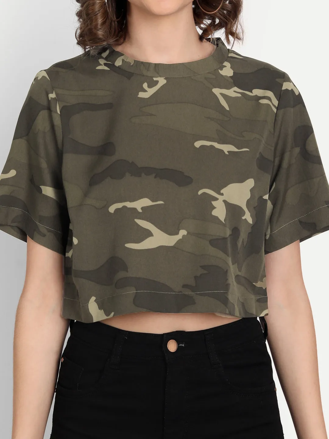 Women's Camouflage Printed Crop Top