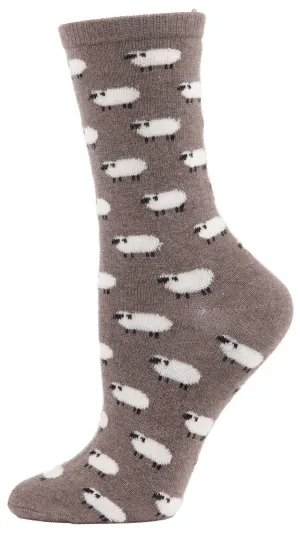 Women's Cashmere Sheep Crew Socks -Hemp