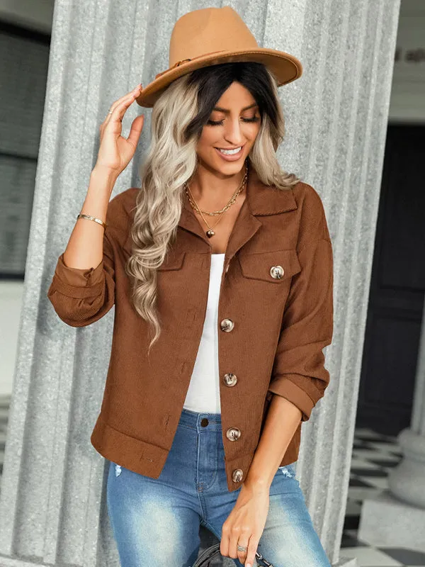 Women's fashion versatile jacket corduroy jacket