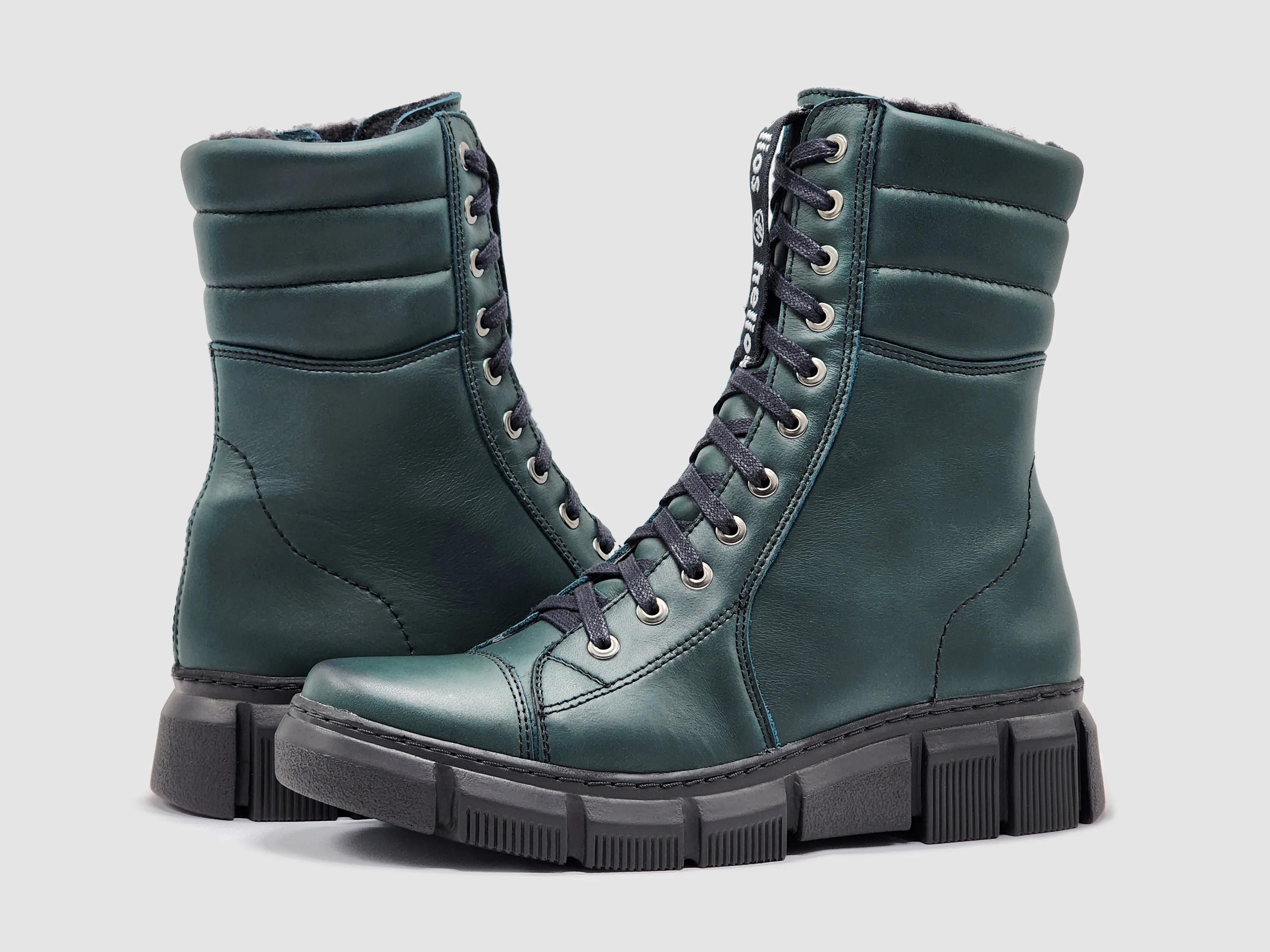 Women's Helios Medusa Wool Lined Leather Boots - Green