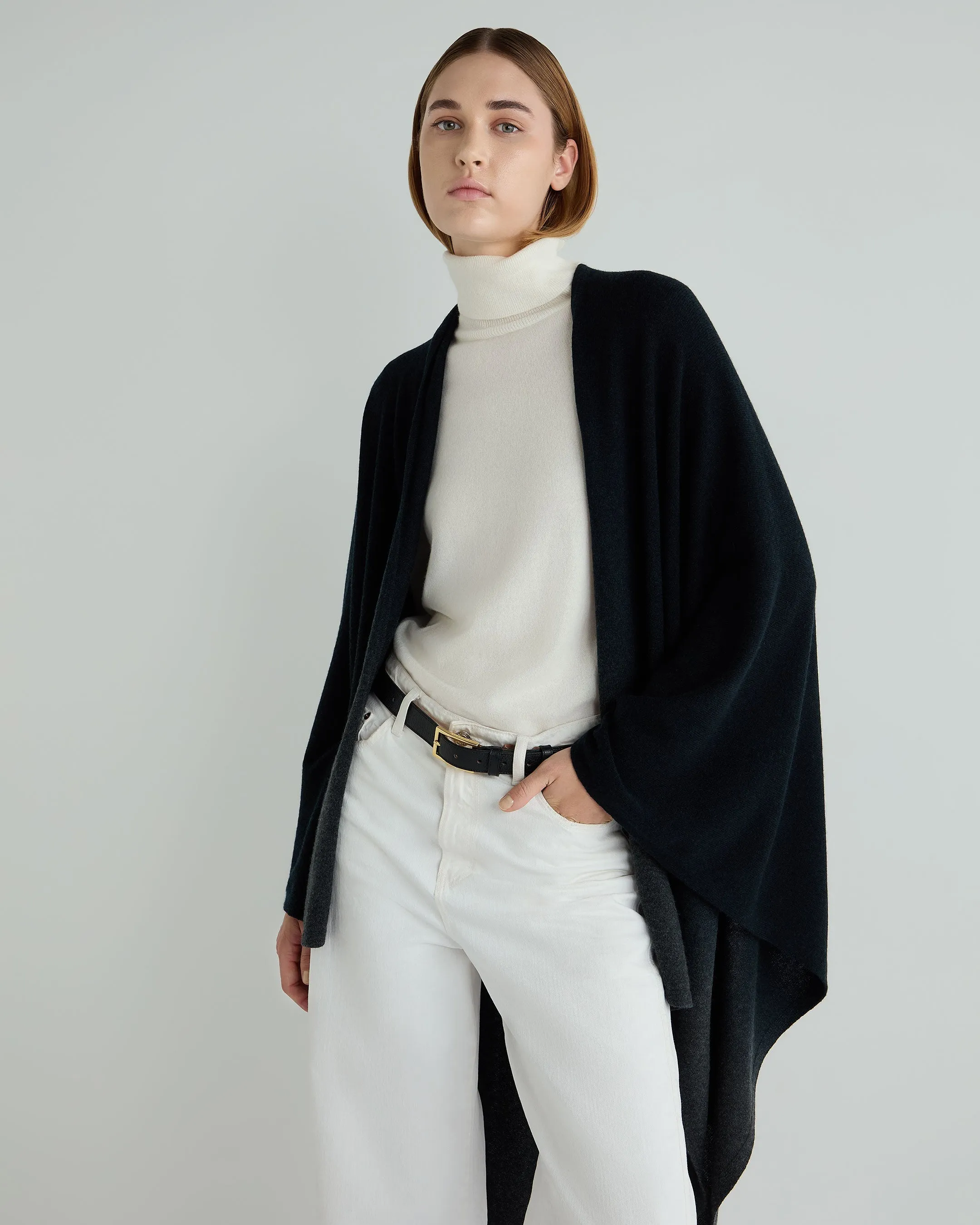 Women's Lily Ombre Cashmere Cape Navy Blue