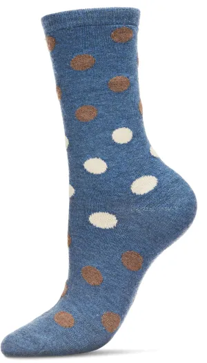 Women's Multi Dots Cashmere Crew Socks -Denim