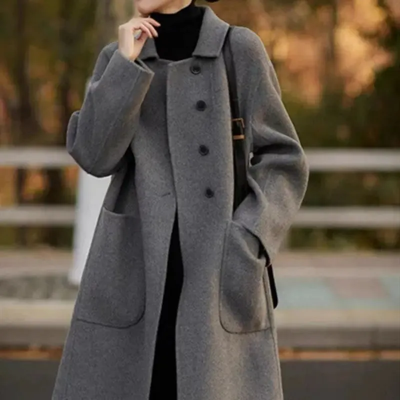 Women's Woolen Coat Plus Size Loose Mid-length